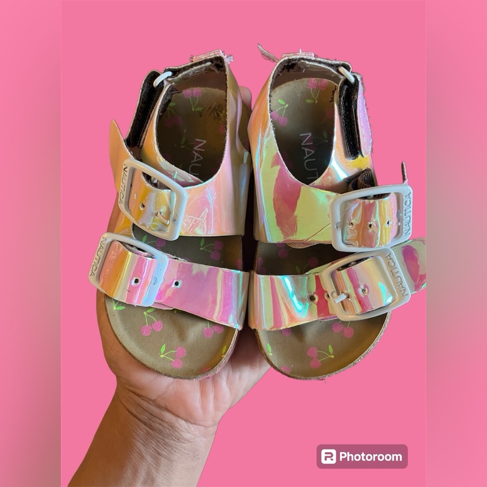 Nautica Holographic Iridescent Pink Sandals